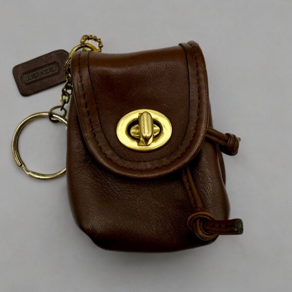 Coach Accessories - Vintage Coach Mahogany Brown Mini Turnlock Daypack Key Fob Keychain